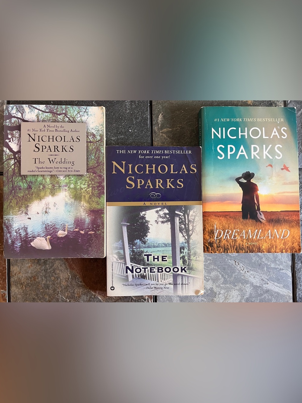Nicholas Sparks paperback bundle,The Notebook,The Wedding, Dreamland gently used